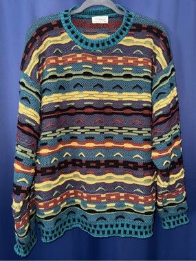 Vintage 90s Protégé 3D Textured Knit Sweater Made in USA L